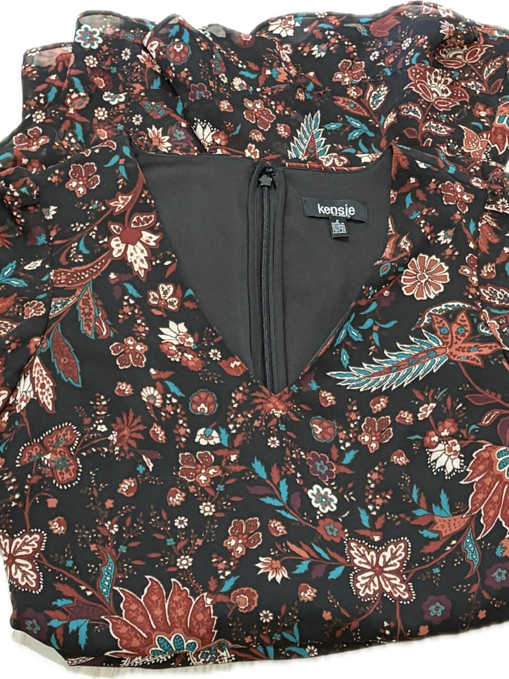 Kensie Floral Paisley Mini Dress Black Multi Size 2 Like New - Picture 3 of 5